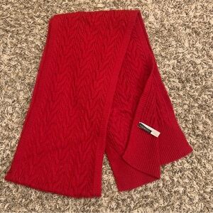 Talbots Vibrant Red Cable Knit Classic Winter Scarf